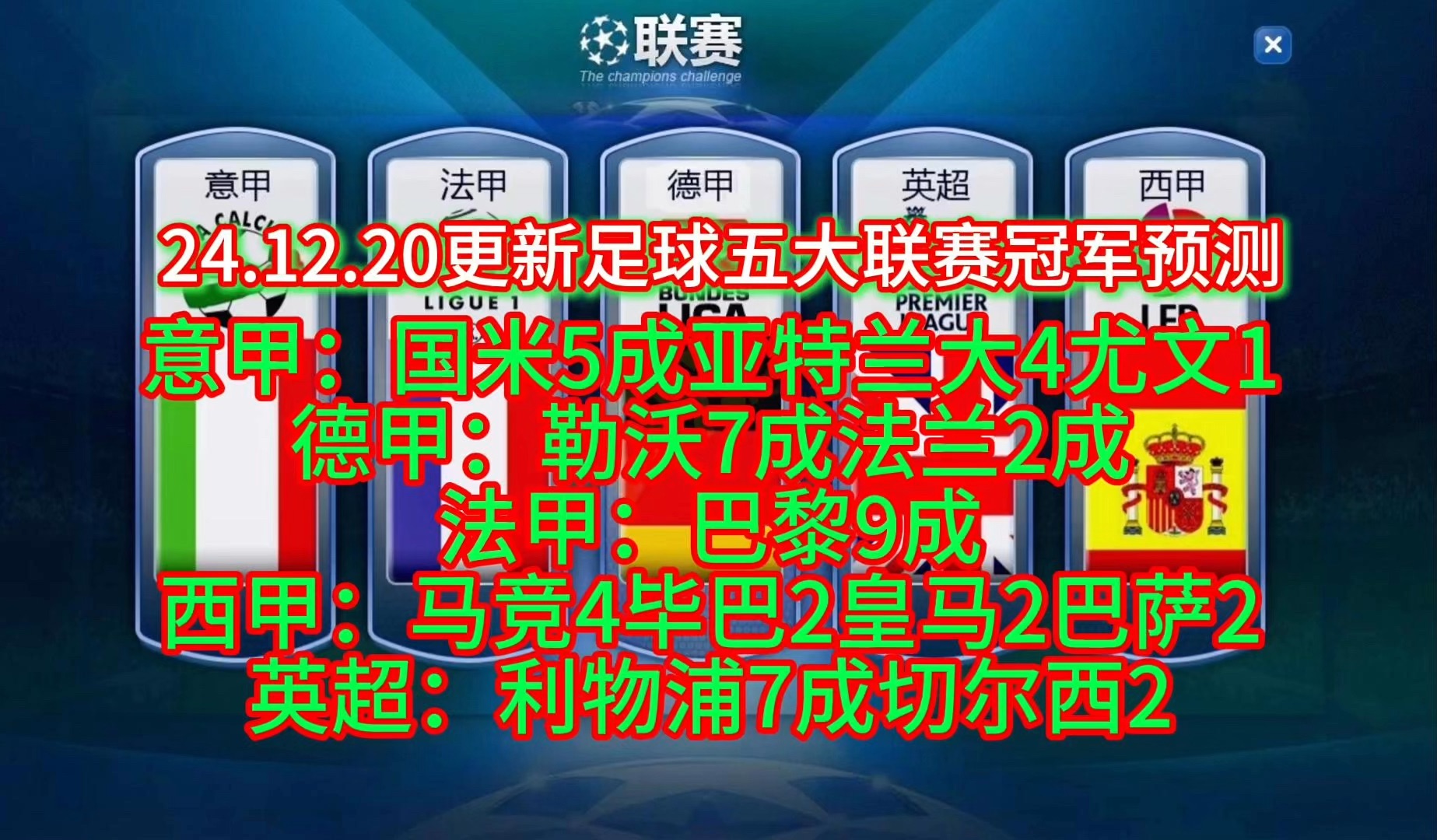 五大联赛冠军势均力敌,欧国联冠军期待值增长的简单介绍 五大联赛冠军势均力敌,欧国联冠军期待值增长的简单介绍